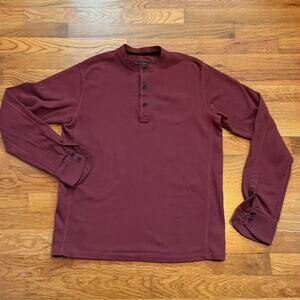 Rag and Bone Men’s XS Burgundy Red Long Sleeve Cotton Waffle Knit Henley Casual